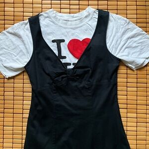 vintage style v neck black midi dress 🖤